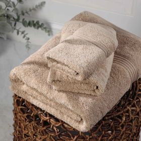 Egyptian Cotton Plush Bath Towel Set 3 Piece Heritage Collection (Color: Taupe)