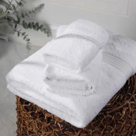 Egyptian Cotton Plush Bath Towel Set 3 Piece Heritage Collection (Color: White)