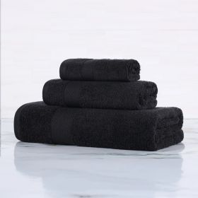 Egyptian Cotton Kendell Plush Towel Set 3 Piece (Color: Black)