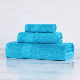 Egyptian Cotton Kendell Plush Towel Set 3 Piece (Color: Capri Breeze)