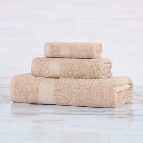 Egyptian Cotton Kendell Plush Towel Set 3 Piece (Color: Fawn)