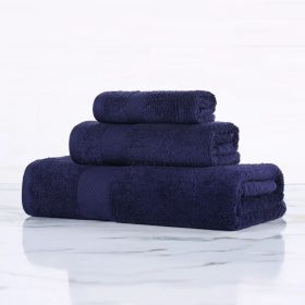 Egyptian Cotton Kendell Plush Towel Set 3 Piece (Color: Navy Blue)