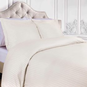 400 Thread Count Egyptian Cotton Stripe Duvet Cover (Color: Ivory, size: Full/Queen)