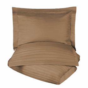 400 Thread Count Egyptian Cotton Stripe Duvet Cover (Color: Taupe, size: King/California King)