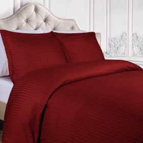 400 Thread Count Egyptian Cotton Stripe Duvet Cover (Color: Burgundy, size: Twin)