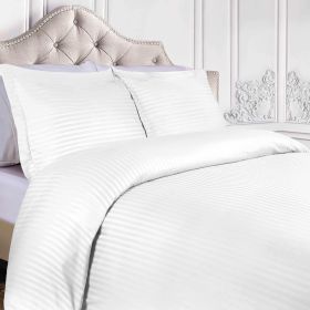 400 Thread Count Egyptian Cotton Stripe Duvet Cover (Color: White, size: Full/Queen)