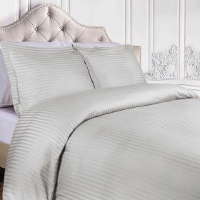 400 Thread Count Egyptian Cotton Stripe Duvet Cover (Color: Platinum, size: King/California King)
