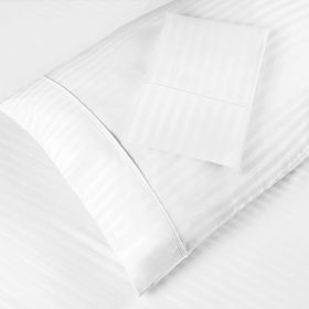 Egyptian Cotton 400 Thread Count Stripe Bed Pillowcase Set (Color: White, size: King)