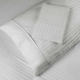 Egyptian Cotton 400 Thread Count Stripe Bed Pillowcase Set (Color: Platinum, size: King)