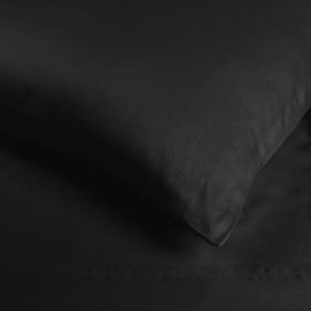 Egyptian Cotton 400 Thread Count Solid Bed Pillowcase Set (Color: Black, size: Standard)