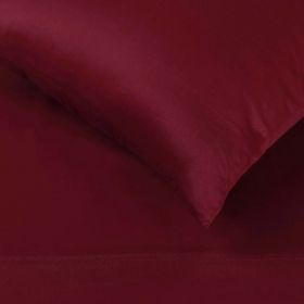 Egyptian Cotton 400 Thread Count Solid Bed Pillowcase Set (Color: Burgundy, size: King)