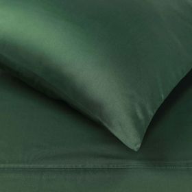 Egyptian Cotton 400 Thread Count Solid Bed Pillowcase Set (Color: Hunter Green, size: Standard)