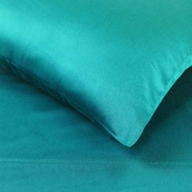 Egyptian Cotton 400 Thread Count Solid Bed Pillowcase Set (Color: Teal, size: King)