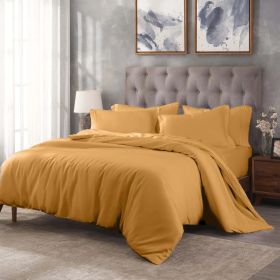 400 Thread Count Egyptian Cotton Solid Duvet Cover (Color: Gold, size: Full/Queen)