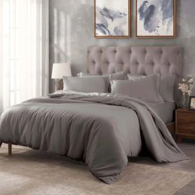 400 Thread Count Egyptian Cotton Solid Duvet Cover (Color: Gray, size: Full/Queen)