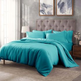 400 Thread Count Egyptian Cotton Solid Duvet Cover (Color: Teal, size: King/California King)