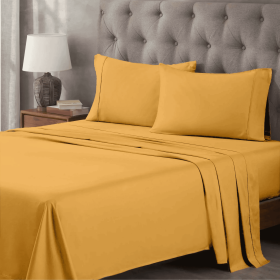 400 Thread Count Egyptian Cotton Sateen Bed Sheet Set (Color: Gold, size: Twin XL)
