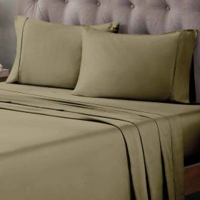400 Thread Count Egyptian Cotton Sateen Bed Sheet Set (Color: Sage, size: Queen)