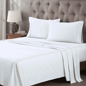 400 Thread Count Egyptian Cotton Sateen Bed Sheet Set (Color: White, size: Full)