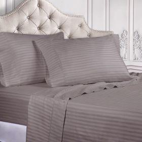400 Thread Count Egyptian Cotton Sateen Stripe Bed Sheet Set (Color: Gray, size: Twin)