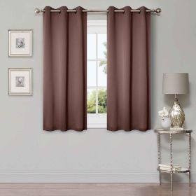 Solid Machine Washable Room Darkening Blackout Curtains, Set of 2 (Color: Cappuccino, size: 52" x 63")