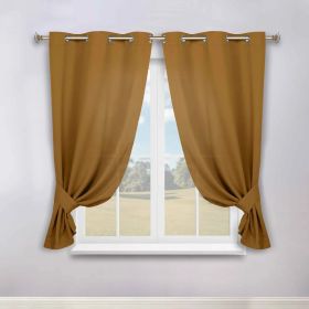 Classic Modern Solid Room Darkening Blackout Curtain Panels, Set of 2 (Color: Camel, size: 46" x 63")