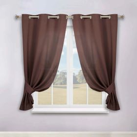 Classic Modern Solid Room Darkening Blackout Curtain Panels, Set of 2 (Color: Cappuccino, size: 46" x 63")