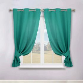 Classic Modern Solid Room Darkening Blackout Curtain Panels, Set of 2 (Color: Cerulean Blue, size: 46" x 63")