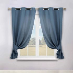 Classic Modern Solid Room Darkening Blackout Curtain Panels, Set of 2 (Color: Denim Blue, size: 46" x 63")