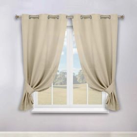 Classic Modern Solid Room Darkening Blackout Curtain Panels, Set of 2 (Color: Ivory, size: 46" x 63")