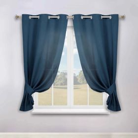 Classic Modern Solid Room Darkening Blackout Curtain Panels, Set of 2 (Color: Marine Blue, size: 46" x 63")