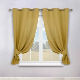 Classic Modern Solid Room Darkening Blackout Curtain Panels, Set of 2 (Color: Mustard Yellow, size: 46" x 63")