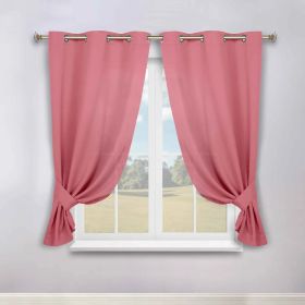 Classic Modern Solid Room Darkening Blackout Curtain Panels, Set of 2 (Color: Pink, size: 46" x 63")