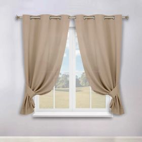 Classic Modern Solid Room Darkening Blackout Curtain Panels, Set of 2 (Color: Smokey Ash, size: 46" x 63")