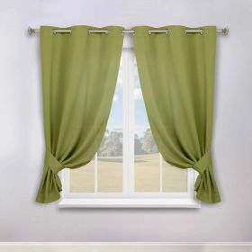 Classic Modern Solid Room Darkening Blackout Curtain Panels, Set of 2 (Color: Sage, size: 46" x 63")
