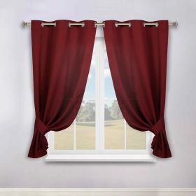 Classic Modern Solid Room Darkening Blackout Curtain Panels, Set of 2 (Color: Sangria, size: 46" x 63")