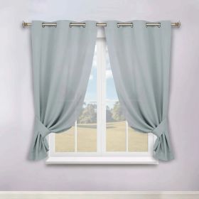 Classic Modern Solid Room Darkening Blackout Curtain Panels, Set of 2 (Color: Stone Blue, size: 46" x 63")