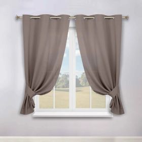 Classic Modern Solid Room Darkening Blackout Curtain Panels, Set of 2 (Color: Taupe, size: 46" x 63")