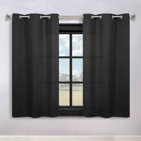 Classic Modern Solid Room Darkening Blackout Curtain Panels, Set of 2 (Color: Black, size: 46" x 63")