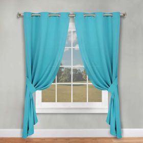 Classic Modern Solid Room Darkening Blackout Curtain Panels, Set of 2 (Color: Aqua, size: 46" x 84")