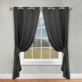 Classic Modern Solid Room Darkening Blackout Curtain Panels, Set of 2 (Color: Black, size: 46" x 84")