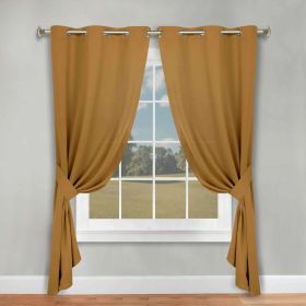 Classic Modern Solid Room Darkening Blackout Curtain Panels, Set of 2 (Color: Camel, size: 46" x 84")