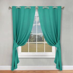 Classic Modern Solid Room Darkening Blackout Curtain Panels, Set of 2 (Color: Cerulean Blue, size: 46" x 84")