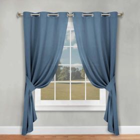 Classic Modern Solid Room Darkening Blackout Curtain Panels, Set of 2 (Color: Denim Blue, size: 46" x 84")