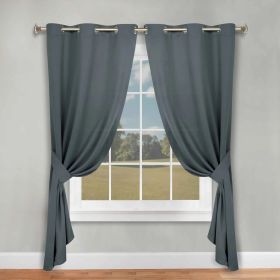 Classic Modern Solid Room Darkening Blackout Curtain Panels, Set of 2 (Color: Grey, size: 46" x 84")