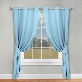 Classic Modern Solid Room Darkening Blackout Curtain Panels, Set of 2 (Color: Light Blue, size: 46" x 84")