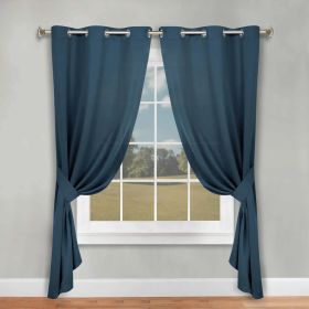Classic Modern Solid Room Darkening Blackout Curtain Panels, Set of 2 (Color: Marine Blue, size: 46" x 84")