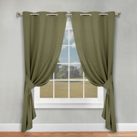 Classic Modern Solid Room Darkening Blackout Curtain Panels, Set of 2 (Color: Olive Green, size: 46" x 84")