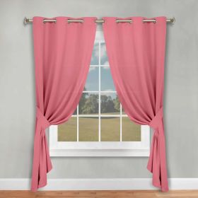 Classic Modern Solid Room Darkening Blackout Curtain Panels, Set of 2 (Color: Pink, size: 46" x 84")