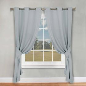 Classic Modern Solid Room Darkening Blackout Curtain Panels, Set of 2 (Color: Stone Blue, size: 46" x 84")